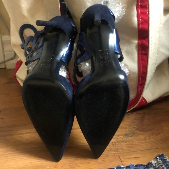 Stuart Wiseman blue suede high heels - Picture 3 of 4